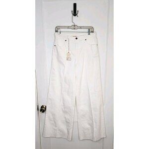 Johnny Was Size 27 The Braided Wide Leg High Rise Stretch Jean White $278 NWT